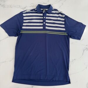 FootJoy Mens M Golf Polo Shirt Striped Performance Blue White Rock Creek PGA‎